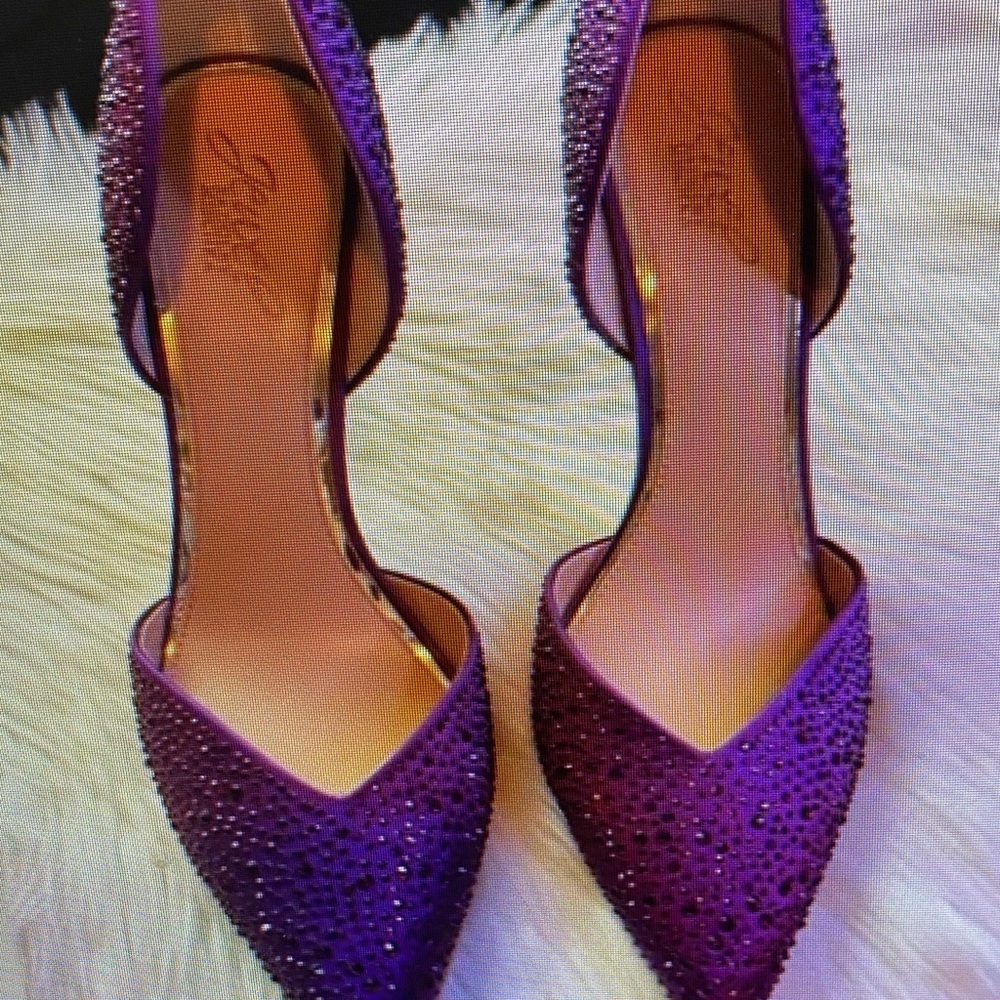 Clarks Purple Heels with Rhinestone Detailing